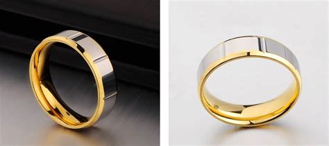 Smooth Two Tone Gold Plated Titanium Wedding Bands Zoey Zoey Philippines