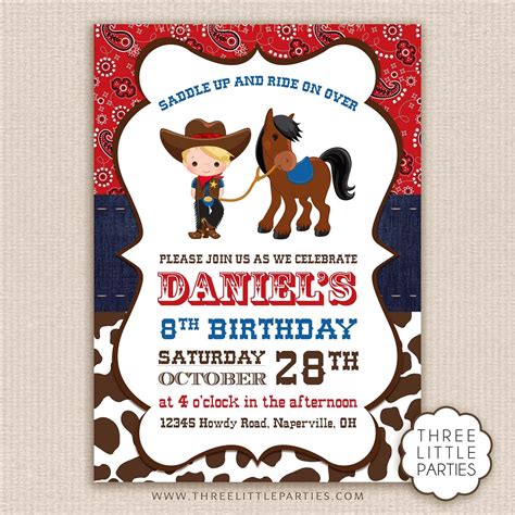 Invitación Cowboy Inglés O Español Fiesta Vaquera Invitación Etsy México