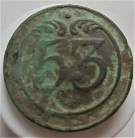 ANCIEN BOUTON PLAT en bronze 53éme régiment du 1er empire N 74 D 21