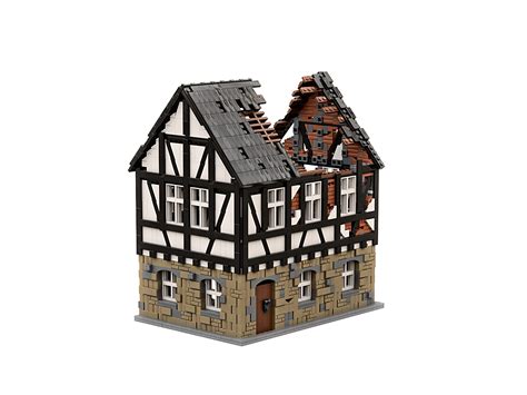 Ruined German half-Timbered house Construction toy Model