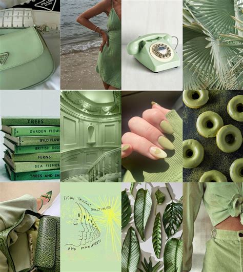 Light Green Wall Collage Kit Green Aesthetic Wall Collage Etsy