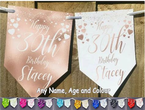 Rose Gold Birthday Banner Bunting Any Name and Age 18th 21st - Etsy