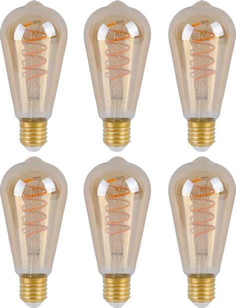 SD LUX Edison Glühbirne E27 Fassung Dimmbar 6W 2200K Warmweiß 230V ST64