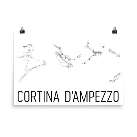 Cortina D'Ampezzo Ski Map Art, Cortina D'Ampezzo Italy, Cortina D ...