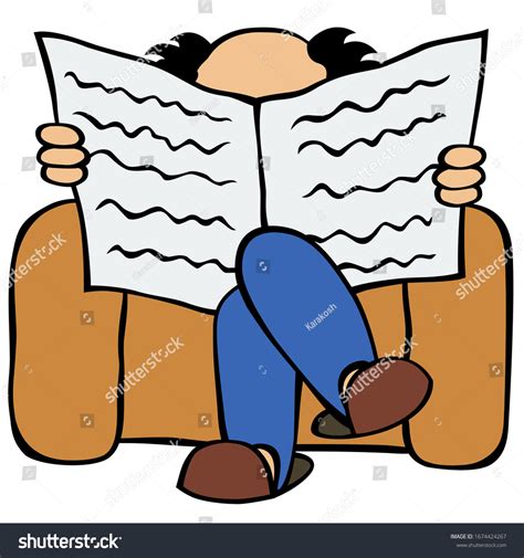 Man Sitting Chair Reading Newspaper Stock Vector Royalty Free 1674424267 Shutterstock