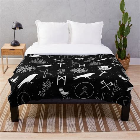 Viking Symbols Norse Mythology Pattern Throw Blanket For Sale By