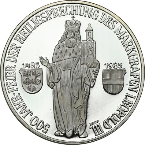 Austria 500 szylingów 1985 kanonizacja Leopolda III SREBRO