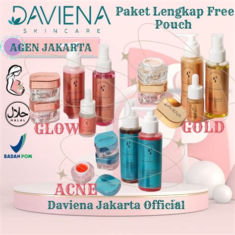 Jual Paket Wajah Glowing Gold Acne Series Daviena Skincare All Varian