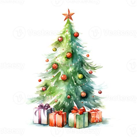 AI Generated Watercolor Christmas Trees Clipart AI Generated