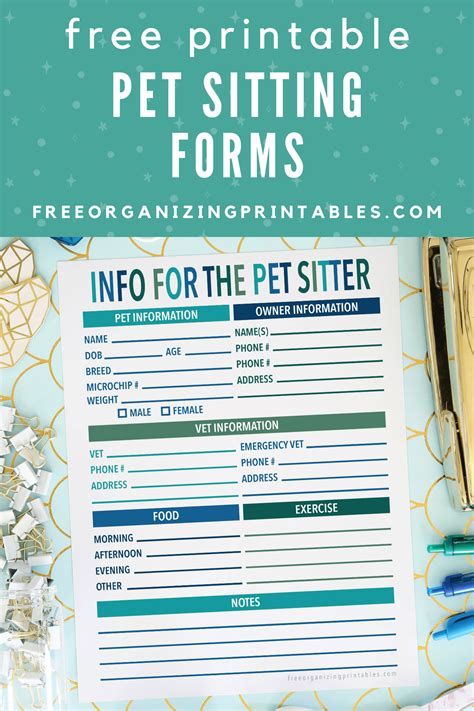 Free Printable Pet Sitting Forms | Free Organizing Printables