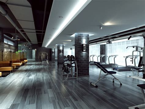 Wide Modern Gymnasium 3d Model Max