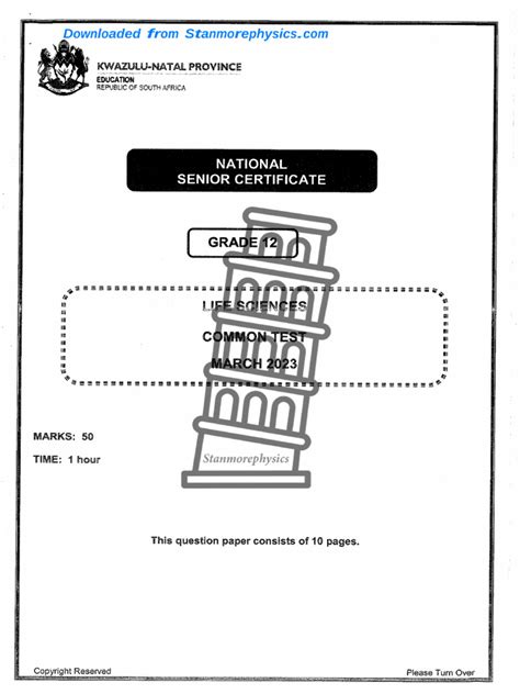 Life Sciences Grade 12 March 2023 Qp And Memo Pdf