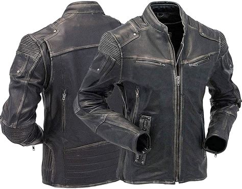 Veste De Moto Vintage En Cuir Vieilli Pour Homme Amazon Fr Auto Et Moto