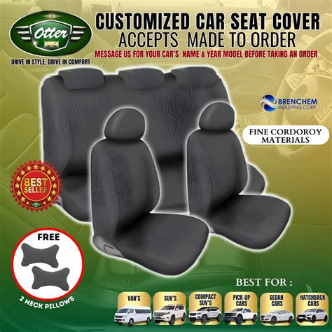 Otter Cordoroy Fabric Customized Car Seat Cover Made To Order Shopee