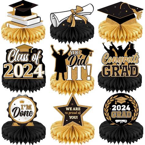 Yisong 9 Pieces 2024 Graduation Party Table Decorations Class Of 2024