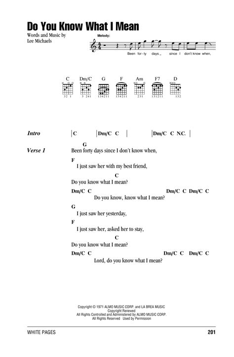 Do You Know What I Mean By Lee Michaels Guitar Chords Lyrics Guitar