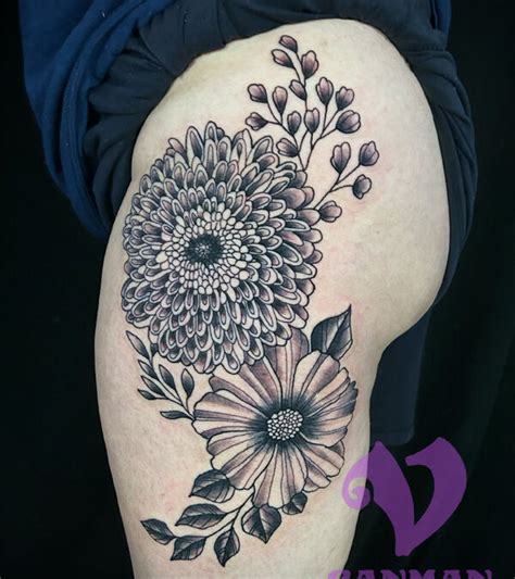 Chrysanthemum tattoo - Visions Tattoo and Piercing