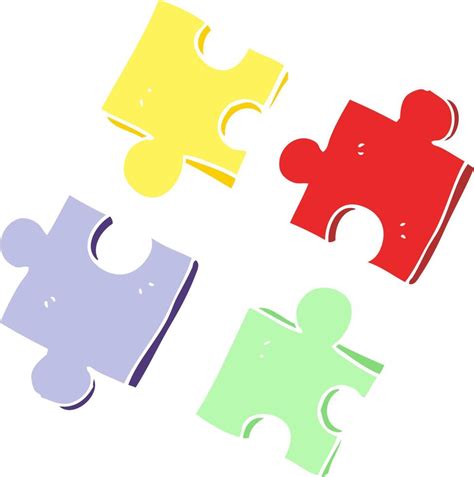 flat color illustration   cartoon jig  pieces  vector art