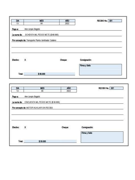 Formato De Recibo De Pago En Word Pdf