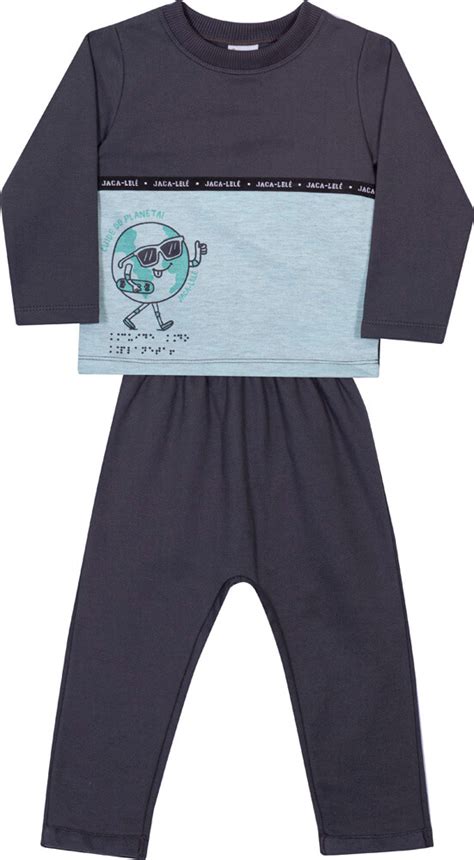 Conjunto Infantil De Frio Masculino Fechado Azul Marinho Tipinhos