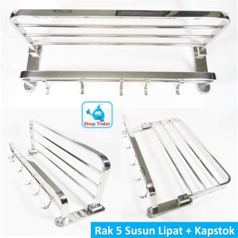 Rak Handuk Stainless Cm Susun Kapstok Komplit Lipat Minimalis