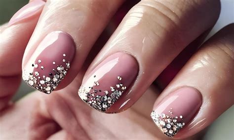 Premium Photo Female Hands With Pink Nail Design Glitter Nail Polish