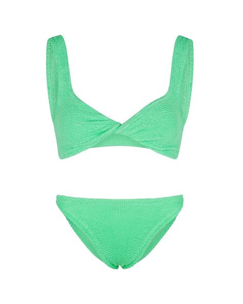 Hunza G Juno Seersucker Bikini In Green Lyst UK