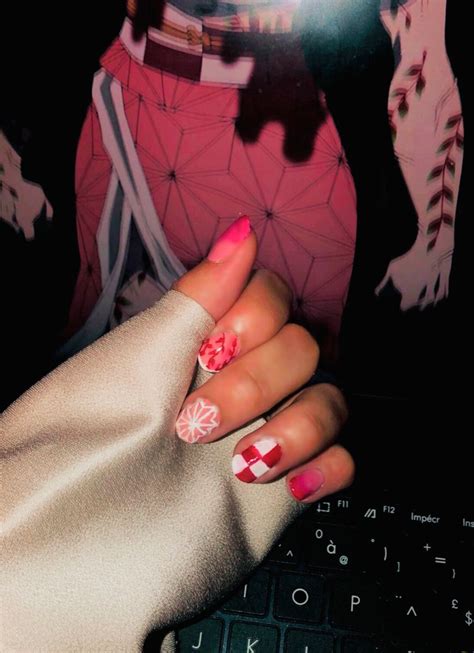 Nezuko Nails Beautiful Ombre Nail Art