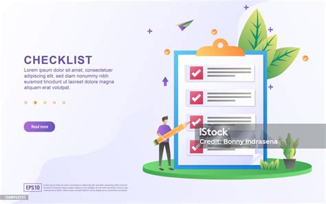 Ilustrasi Konsep Checklist Dengan Orang Yang Memegang Pensil Ilustrasi