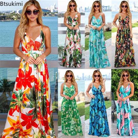 Robe Longue De Plage Imprim Floral Pour Femmes L Gante Tropicale