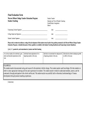 Fillable Online Warren Wilson Final Evaluation Form Warren Wilson