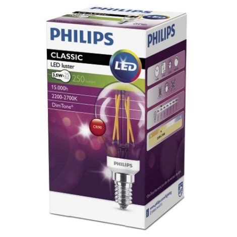 Ampoule LED à intensité variable Philips Warm Glow P45 E14 3 5W 230V