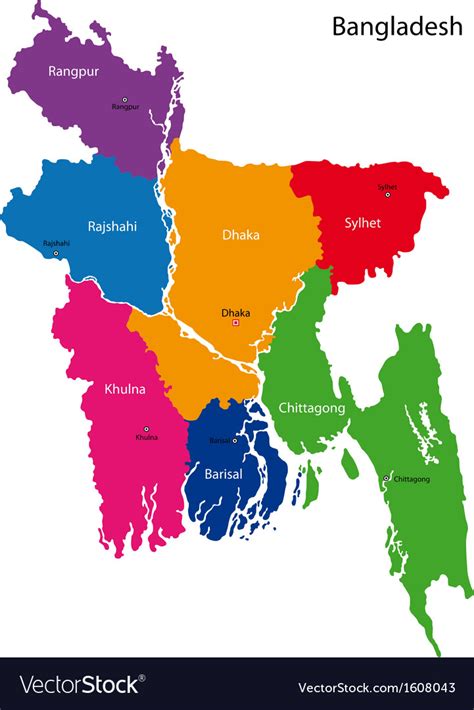 Bangladesh map Royalty Free Vector Image - VectorStock