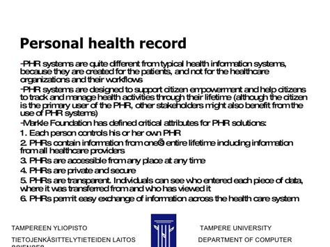 Personal Health Records Basic Concepts And Models