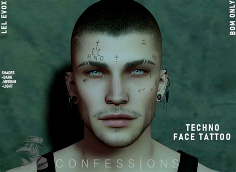 Second Life Marketplace C Techno Face Tattoo Evox Bom Only Unisex