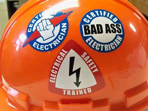 Hard Hat Stickers Certified Bad Ass Electrician Electrical EDC Gear