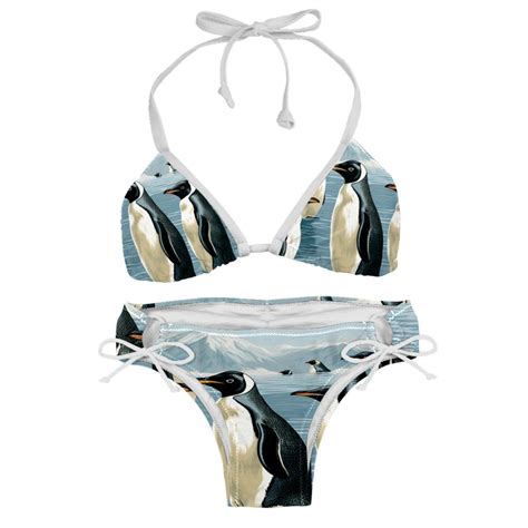 Penguin Women S Swimsuit Bikini Set With Detachable Sponge Adjustable