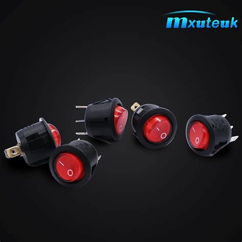 Buy Mxuteuk Ac V Lighted Round Rocker Switch Black Latching