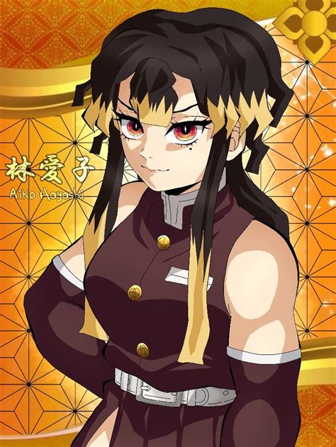 An Anime Character With Long Black Hair And Red Eyes Standing In Front