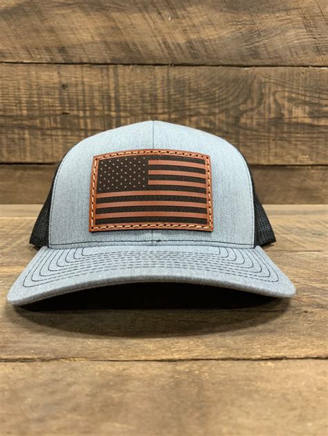 American Flag Leather Patch Hat Etsy