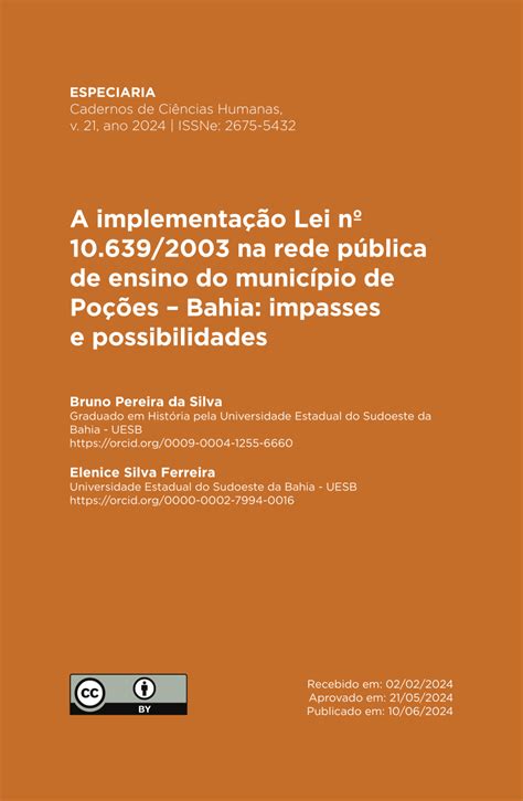 (PDF) A implementação Lei nº 10.639/2003 na rede pública de ensino do ...
