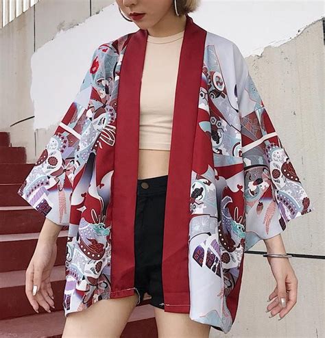 Red And White Kimono Shirt Novmtl