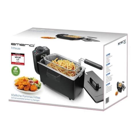 EMERIO DF 120482 2 Friteuse Zone Froide 2000 W Noir Acier Inoxydable