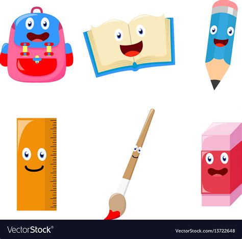 Cute school supplies cartoon Royalty Free Vector Image