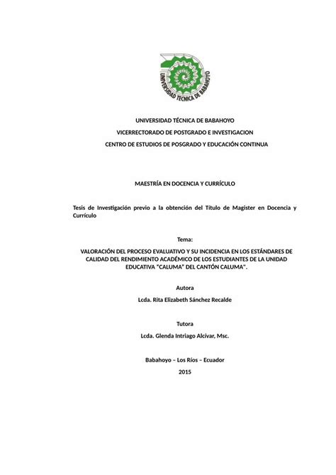 PDF UNIVERSIDAD TÉCNICA DE BABAHOYO VICERRECTORADO DE dspace utb