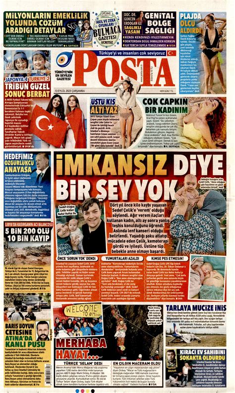 Posta Gazetesi Posta Manşet Oku Haberler 13 Eylül 2023