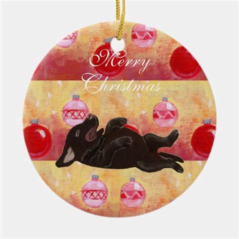 Personalized Chocolate Lab Puppy Christmas Ceramic Ornament Zazzle