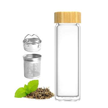 China 450ml Double Wall Borosilicate Glass Water Bottle Tea Infuser