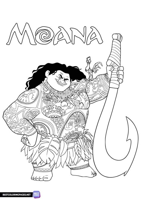 Moana And Maui Coloring Page Free Printable Coloring Pages