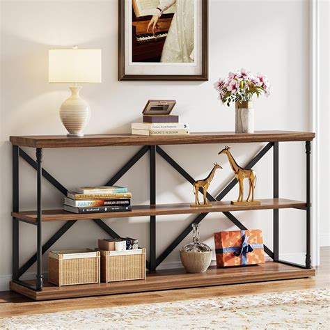 Tribesigns Industrial Console Table 59 Inch Entryway Table With 3 Tier